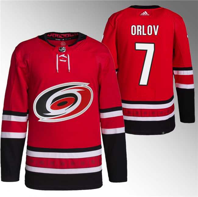 Mens Carolina Hurricanes #7 Dmitry Orlov Red Stitched Jersey->carolina hurricanes->NHL Jersey